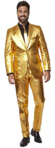 OppoSuits Herren Shiny Silver Business-Anzug Hosen-Set (1er Pack)