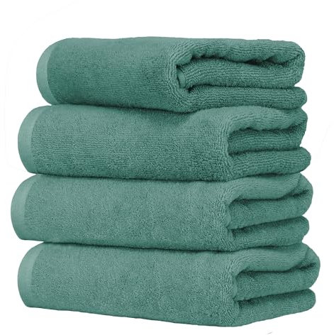 Ruggeri - Set 4 Asciugamani Ospiti 40x50 cm - 100% Puro Cotone Extra Morbido - Collezione Let's Color! (Verde)