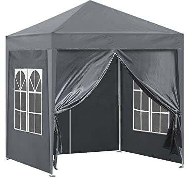 CLIPOP Pop Up Pavillon 3 x 3 m Outdoor Faltpavillon mit vollständig Wasserdichten Seitenteilen und pulverbeschichtetem Stahlrahmen