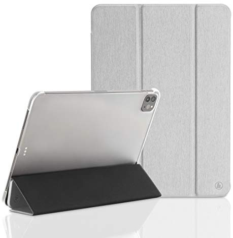 Hama Hülle für iPad Pro 2020 11 Zoll (aufklappbares Case für Apple Tablet, Schutz-Hülle mit Standfunktion, transparente Rückseite, magnetisches Cover mit Auto Wake/Sleep Funktion) Silber