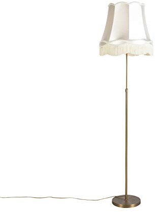 Qazqa country-rustic Stehleuchte mit Schirm, Stehlampe - Parte Fl - Crème, max. 60W, Geeignet für LED, 180cm, Ideal als Flur, Küche lampe, Schlafzimmerlampe und Wohnzimmerlampe