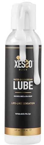 XESSO Cum Lube, White Creamy Water-Based Lubricant 4 fl oz, Unscented Hypoallergenic Thick Gel for Women, Men & Couples. Made in US & Discreet Package. Package May Vary