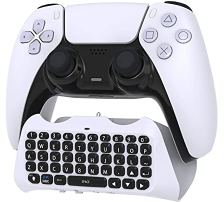 Controller Tastatur kompatibel mit PS5/PS5 Pro - Wireless Bluetooth Game Chatpad Tastatur für Playstation 5 - Eingebauter Lautsprecher &3.5mm Headset Audio Jack für DualSense Wireless Controller