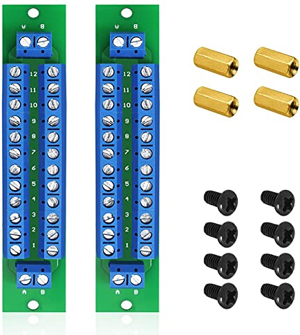 WayinTop Power Distribution Board Kit, 2 x 12 Position Doppelverdrahtung Stromverteiler Verteiler Platine 2 Eingänge 2 x 13 Ausgänge für DC AC 24V 10A