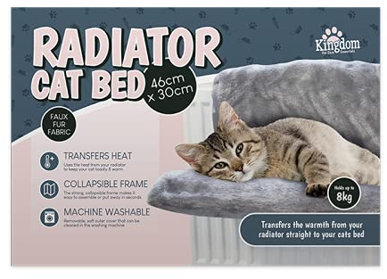 Gem Imports Faux Fur Cat Radiator BedCollapsible Warm Cosy Pet Hanging BedComfortable Washable Fleece Cover - Ideal For Cats Kitten Dogs Puppies, Grey