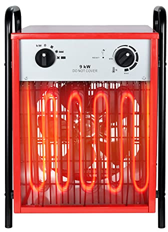 Aufun Ventilatore termico 9KW, riscaldatore elettrico industriale professionale con 3 livelli di calore, protezione da sovraccarico, ideale per interni ed esterni (9000 W)