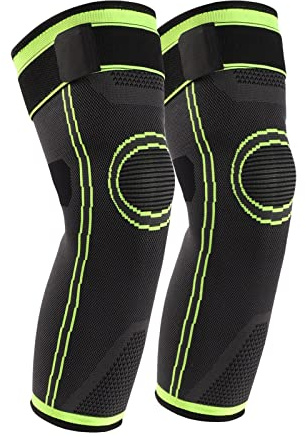 Ajustable Rodillera de Compresión de Pierna Completa Hombres y Mujeres Elasticas Rodilleras Largas Para Deportes, Correr, Baloncesto, Artritis, Dolor Articular (S, verde)