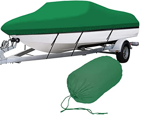 PRELGOSP Telo Copri Barca Impermeabile, 210d Tessuto Oxford Telo Copribarca, Rimorchiabile Anti UV Copertura della Barca per Esterni, Adatto per V-Hull, Tri-Hull,Verde,600x230cm