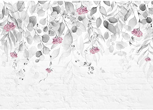Runa Art Fotomurales Hojas verdes Muro de piedra 352 x 250 cm Fondo De Pantalla XXL Moderna Decoración De Pared Sala Cuarto Oficina Salón Verde Blanco 9555011c
