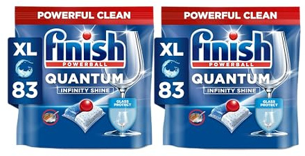 Finish Quantum Infinity Shine Spülmaschinentabs – Geschirrspültabs für Tiefenreinigung, Fettlösekraft und Glanz – Sparpack mit 2 x 83 Tabs