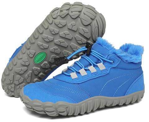 SAGUARO Kinder Winter Barfußschuhe Winterschuhe Warme Gefüttert WanderSchuhe Leicht Rutschfest Winterstiefel 29EU