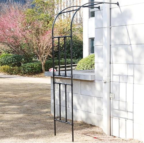 Schwarzer Gartenbogen mit Pflanzenmetall-Halbbogen for den Außenbereich, Gartenwand, Spalier, Torbogen, Kletterrosen, Ranken, Stützgestell, weiß, einfache Montage (Size : 60x240cm)