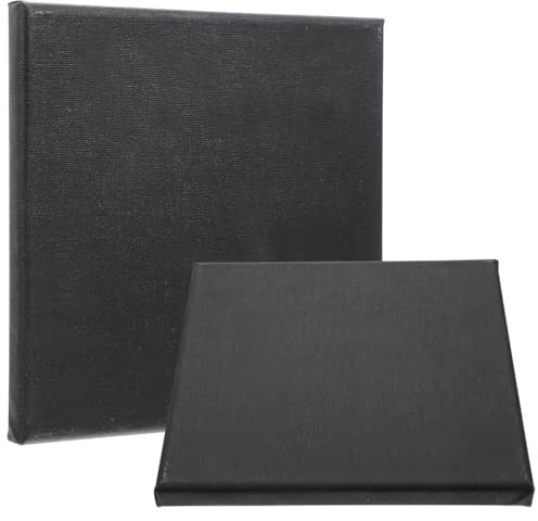 SHINEOFI 2 Pack Black Canvas for Painting 7.87 X 7.87 X 0.59 in Stretched Canvas Panels Artist Stretcher Frames for Oil Painting Blank Panels for DIY Art Projects