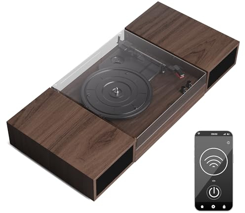 Auna Giradischi Bluetooth per Dischi in Vinile, Lettore Vinile a 3 Velocità di Riproduzione, Giradischi Vinili Vintage con Casse Stereo, AUX, Gira Dischi per Vinile con Jack per Cuffie e Adattatore