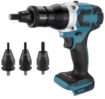 Mulcort Powerful Brushless Electric Rivet Nut Machine Kit Automatic Electric Riveter Set Riveting Tool with Riveter Heads