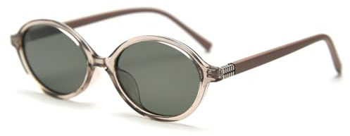 LIGOES Kleine ovale Sonnenbrille Polarisierte TR90 Sonnenbrille Retro Vintage Retro Koreanischer Stil Selfies Ins Brillen Schatten (khaki with green)