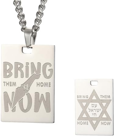 Dreamtimes Bring Them Home Now Halskette Frauen Männer Unisex Israel Militärstil Erkennungsmarke Edelstahl Halskette Hexagramm Davidstern Anhänger Halskette