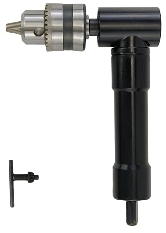 AeKeatDa Right Angle Attachment 90 Degree Cordless Right Angle Drill Adapter with 3/8 Keyed Chuck 8mm Hex Shank(Chuck Range: 1-10mm)