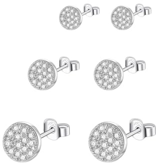 Hinvan 925 Sterling Silber Ohrringe Set - 3 Paar Damen Ohrstecker, Runde Kleine Disc Flach Knorpel Tragus Ohrringe für Frauen Herren Mädchen