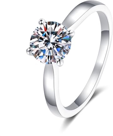 Epinki Weiß Gold 14K Au585 Trauringe Echtgold Schmuck, Klassiker Rund 0.5ct Labor Erstellt Diamant Bandringe, Gold 585 Damen Hochzeitsband, Gr.49 (15.6)