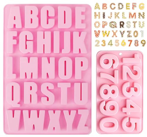2PCS Silicone Mould, Silicone Mould Numbers, Letters, Numbers 0-9, 3D Number, A-Z Alphabet, Letters Baking, Chocolate, Soap