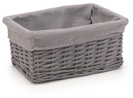 Woodluv Woven Wicker Storage Baskets - Grey Small