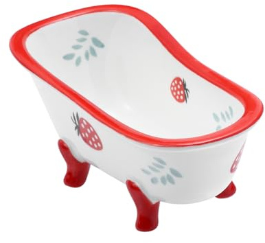 Alipis Ciotola in Ceramica per Stoccaggio Dolci e Frutta a Forma di Vasca da Bagno Rossa Utensile Domestico Adatto per Feste e Ristoranti