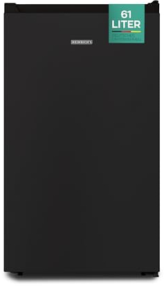 Heinrich´s Congelatore da 61 litri, mini congelatore, congelatore da -18 °C, 3 cassetti per congelatore, 7 livelli, regolatore di temperatura, airflow, fermata della porta intercambiabile, nero