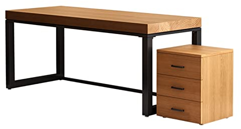 Computertisch, Bürotisch aus Massivholz, Computertisch mit Lagerschrank, 5 cm dicke Schreibtischplatte, Home-Office-Schreibtisch, Besprechungstisch, einfach zu montieren (einfarbig 200 x 80 x 75 cm)
