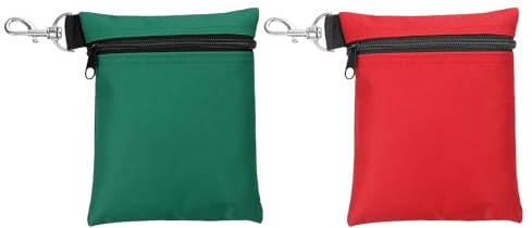 PATIKIL Reißverschluss Golf Tee Tasche 6,7 x 5,5 Zoll, 2er Pack Wertvolle Golf Tee Tasche Golf Tasche Zubehör mit Clip für Männer Frauen Aufbewahrung, Dunkelgrün/Rot.