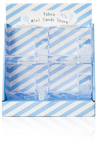 YOBRO Mini Confiserie Rétro - Distributeur de Bonbons et Barres Chocolatées - Rangement Alimentaire Transparent avec Cuillères - Distributeur à Bonbons Vintage (Bleu)