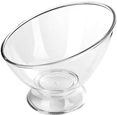 TENCOCO Diagonal Salad Bowl Plastic Break Resistant Clear Bowls Fruit Rice Serving Bowls Clear