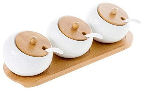 CYYHGD 3 Teile/satz Keramik Gewürz Glas Können Gewürz Box Salz Pfeffer Container Spice Organizer Würze Boxen Küche Keramik Menage