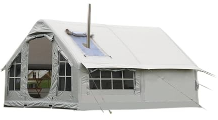 Inflatable 6-8 Person Camping Tent with Pump, Stove Jack, 4 Season Waterproof Windproof Air Tent