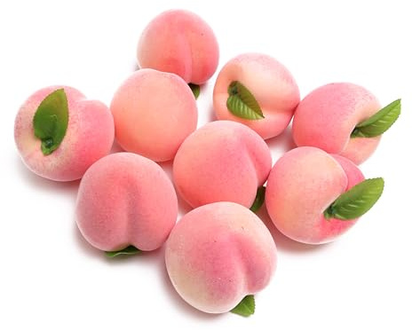 caiyjhao Caihao - 9 piezas de melocotón rojo falso, color melocotón | Juego de frutas de melocotón falso, melocotón artificial realista, utilizado para exhibición de platos de frutas