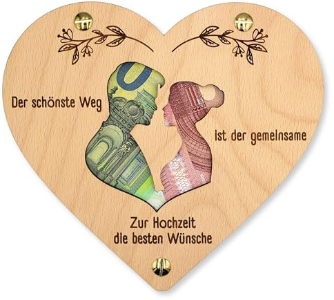 ZUKLA Verpackung für Geldgeschenke zur Hochzeit - Hochzeit Geldgeschenk Verpackung Holz - Geschenk Hochzeit - Paar