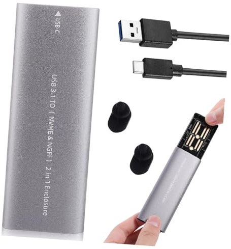 Angoily Hard Drive External Solid State Drive Enclosure with Dual Protocol, Type-c 3.1 Nvme USB 3.1 Aluminum Alloy Case for Laptops and Smart Tvs, Suitable for Transferring Large-capacity