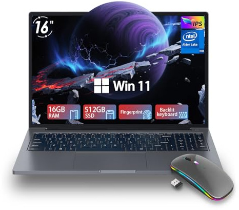 ZOLWAYTAC 16 Inch Laptops, Win 11Computer Laptop Gaming,16GB RAM 512GB SSD,N100 CPU(Up to 3.4GHz,12th),with WiFi/BT,Backlit Keyboard,5000mAh,Support Type C Charging,for Gaming,Business,Silver Gray
