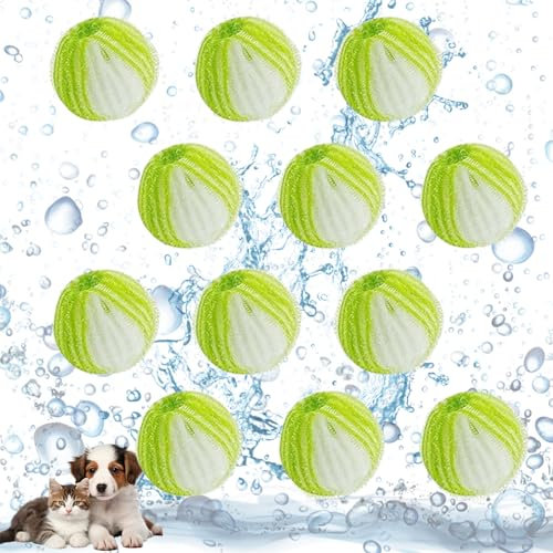 12 Pcs Bolas Quita Pelos Mascota, Bolas Atrapa Pelos Lavadora, Atrapa Pelos Lavadora, Bolas Atrapa Pelos para Lavadora, Recoge Pelusas Lavadora Reutilizable, para Quitar Pelusas de Mascotas (Verde)