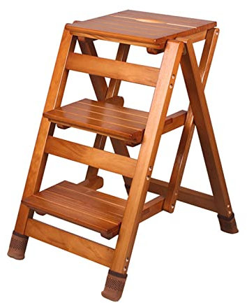 Escabeau pliable à 3 marches en bois pour cuisine, maison, bibliothèque, étagère multi-usage, capacité de 200 kg, escabeau portable