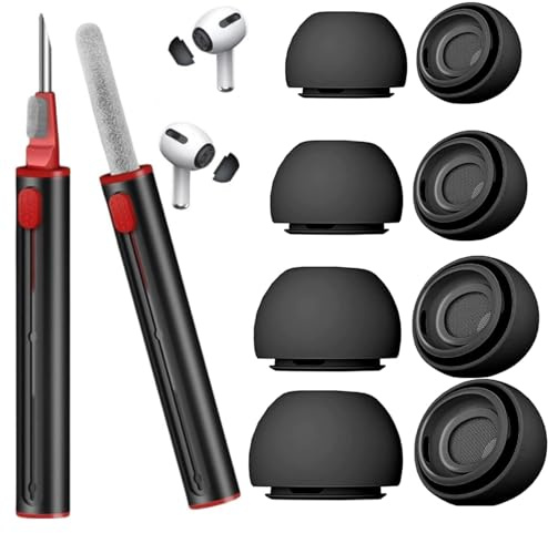 (4 Pairs) Replacement Earplugs for Accessories with Noise Reduction Hole Cleaning Kit with Silicone Earplugs for Case, 4 Sizes (XS/S/M/L) (Black)