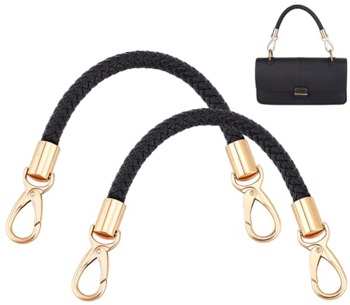 PH PandaHall 2 Stück Schwarzer Geflochtener Geldbeutelgurt Kurzer Lederhandtaschengriff 32cm PU Leder Taschenriemen Handtaschen Schulterersatz Für Die Taschenherstellung