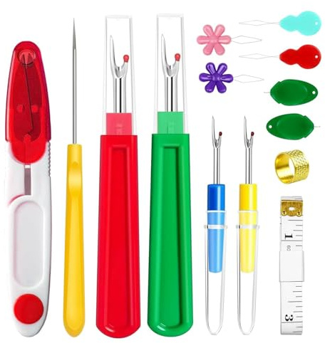 Seam Ripper Stitch Unpicker Tool Sewing Quick Unpick Picker - 2 Big 2 Small Stitch Ripper Tool and 1 Thread Snips and Others (Multicolor#14)