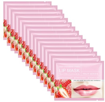 Felico Lip Mask Patches,30PCS Collagen Care Gel Pads for Moisturizing,Anti Wrinkle,Reducing Chapped,Smoothing,Fine Lines,Remove Dead Skin Moisture Essence Make Your Dry Lips Attractive Sexy Strawberry