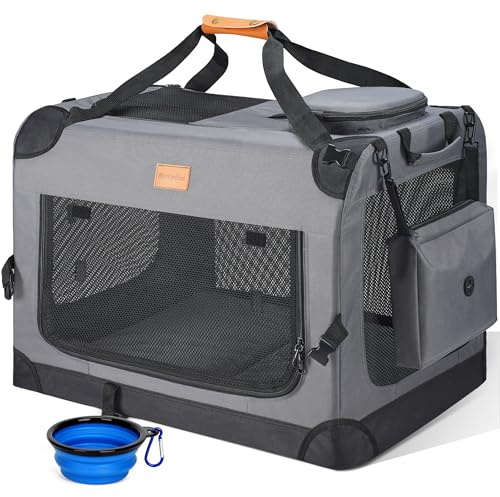 Morpilot Katzentransportbox für große Katzen und Welpen bis 7kg, Katzenbox Hundetasche mit Sicherheit Reißverschlüsse Faltbare Schale, Transportbox Katze Hunde für Der Gang zum Tierarzt Auto Fugzeug