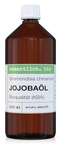 wesentlich. Jojobaöl Bio kaltgepresst | 100% rein und natürlich | Pure Pflege und Reinigung für Gesicht, Haut & Haare | 1000ml Braunglasflasche