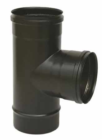 Raccordo a T 90° in Acciaio Inox AISI 316 SP 5/10 Verniciato Nero per Sistemi di Scarico – Stufe a Pellet - Caldaie a Condensazione - Diametro 80mm