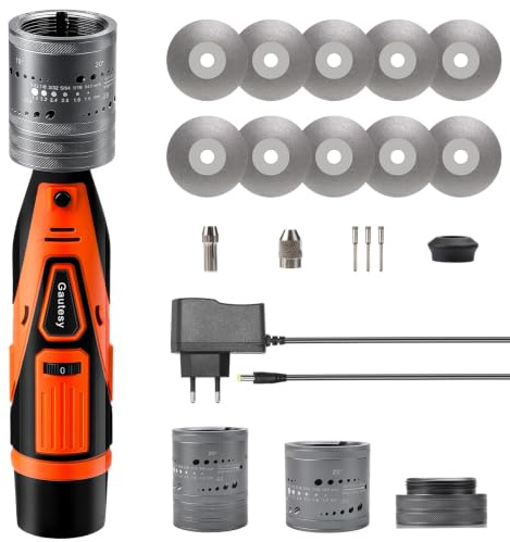 12V Wolfram Elektrodenschärfer-Set für WIG-Schweißen, 6 Größen, 8 Winkel, kabelloser Wolframschleifer zum WIG-Schweißen mit flachem Schleifblock, Trennschlitz, mehreren Winkeln und Versätzen