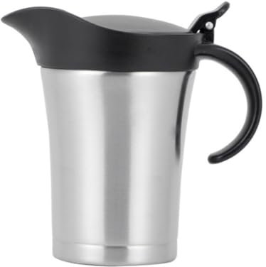 Lbvzxkad Salsiera A Doppio Isolamento, Brocca per Sugo in Acciaio Inossidabile con Coperchio, Brocca Scalda Sugo Ideale da 750 Ml