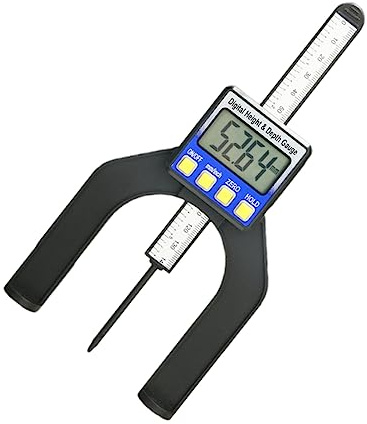 HOMOBABE Tiefenmesser mit LCD Display und Magnetfüßen für Tischfräsen Präzise Messwerkzeuge für Holzarbeiten Batterie Erforderlich Schwarz